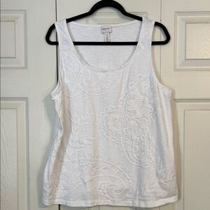 ZENERGY by Chico’s Size 3 X-large White Embroidered Floral Tank Layering Neutral